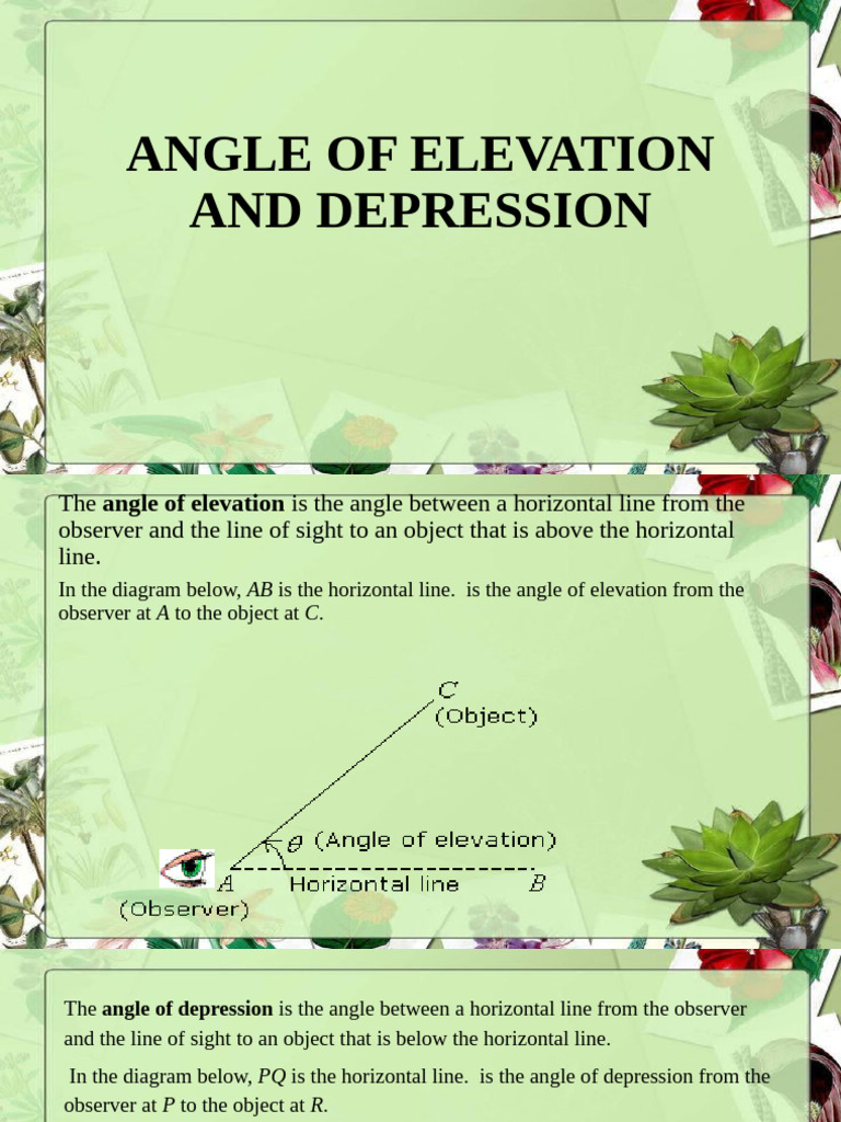 Angles of Elevation and Depression Explained | PDF | Angle | Cliff
