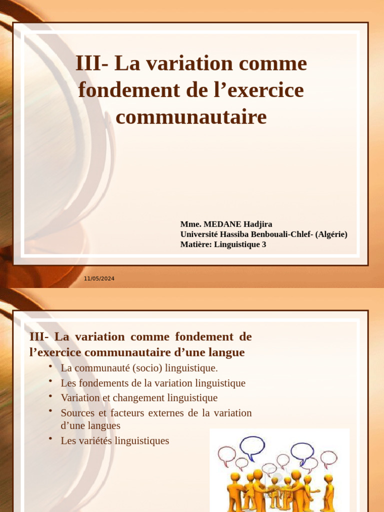 La variation linguistique en communauté | PDF | Communauté | Dialecte
