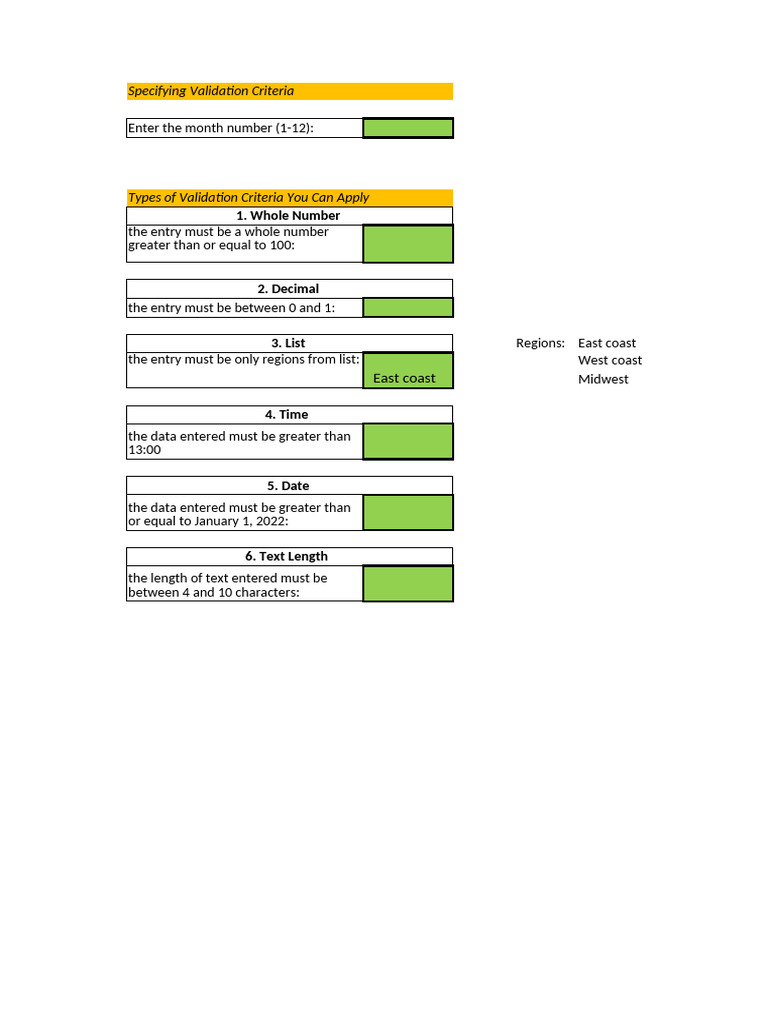 Week 8 Data Validation TASKs | PDF | Microsoft Excel | Computer Programming