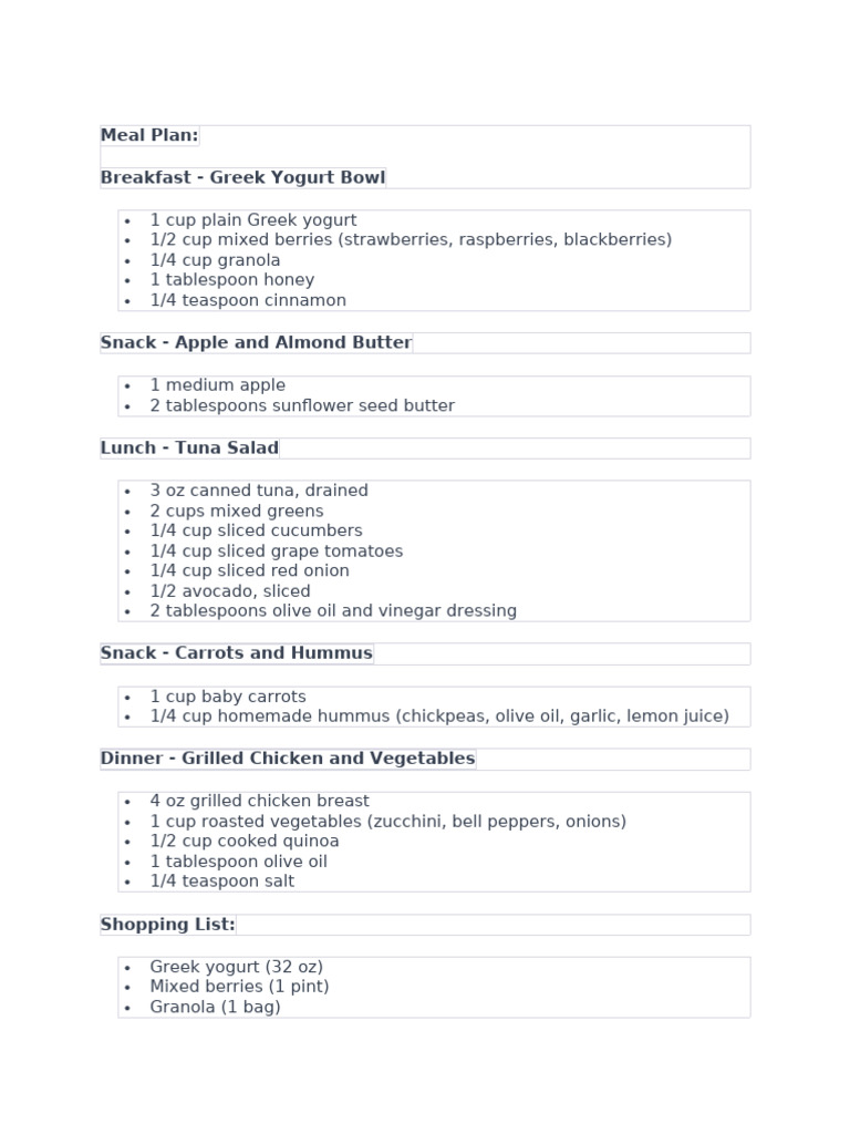 Meal Plan 1 | PDF