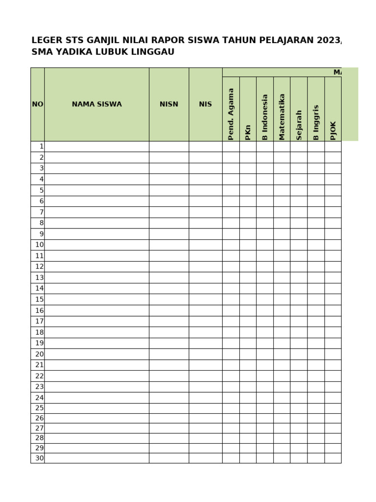 Rapor Siswa SMA Yadika 2023/2024 | PDF