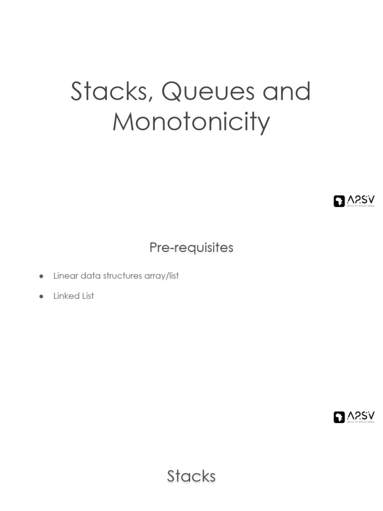 A2SV - Stacks, Queues and Monotonicity Lecture With Code | PDF | Queue ...