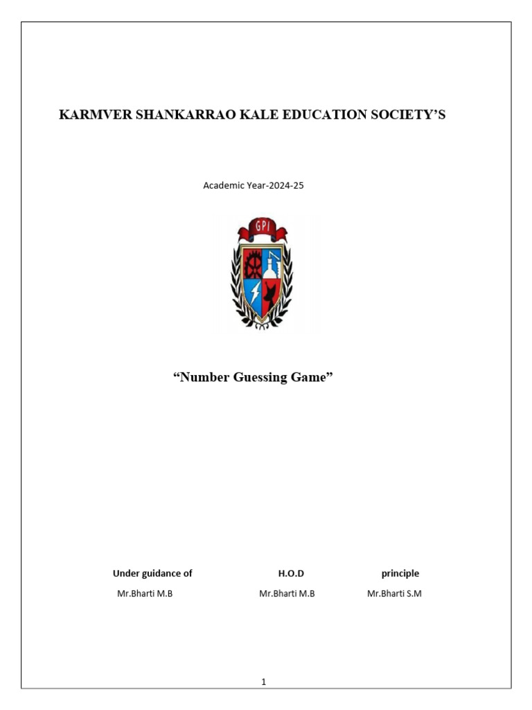 Number Guessing Game Project Report | PDF | Computer Programming ...