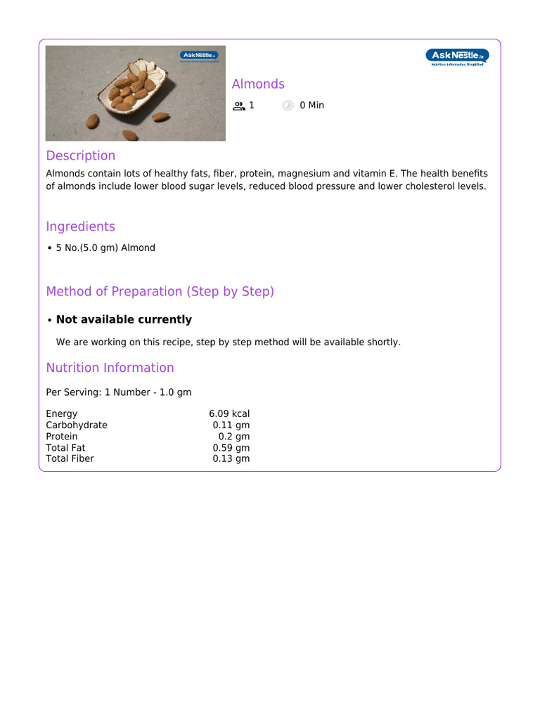 Almonds | PDF | Cooking, Food & Wine | Wellness