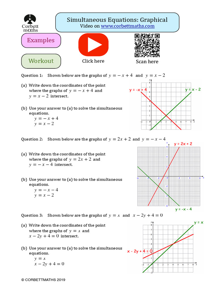 Graphical Solutions to Simultaneous Equations | PDF | Mathematics ...
