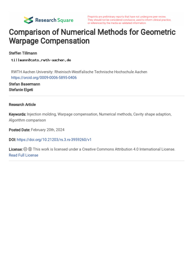 Comparison of Numerical Methods For Geometric Warp | PDF | Thermal ...