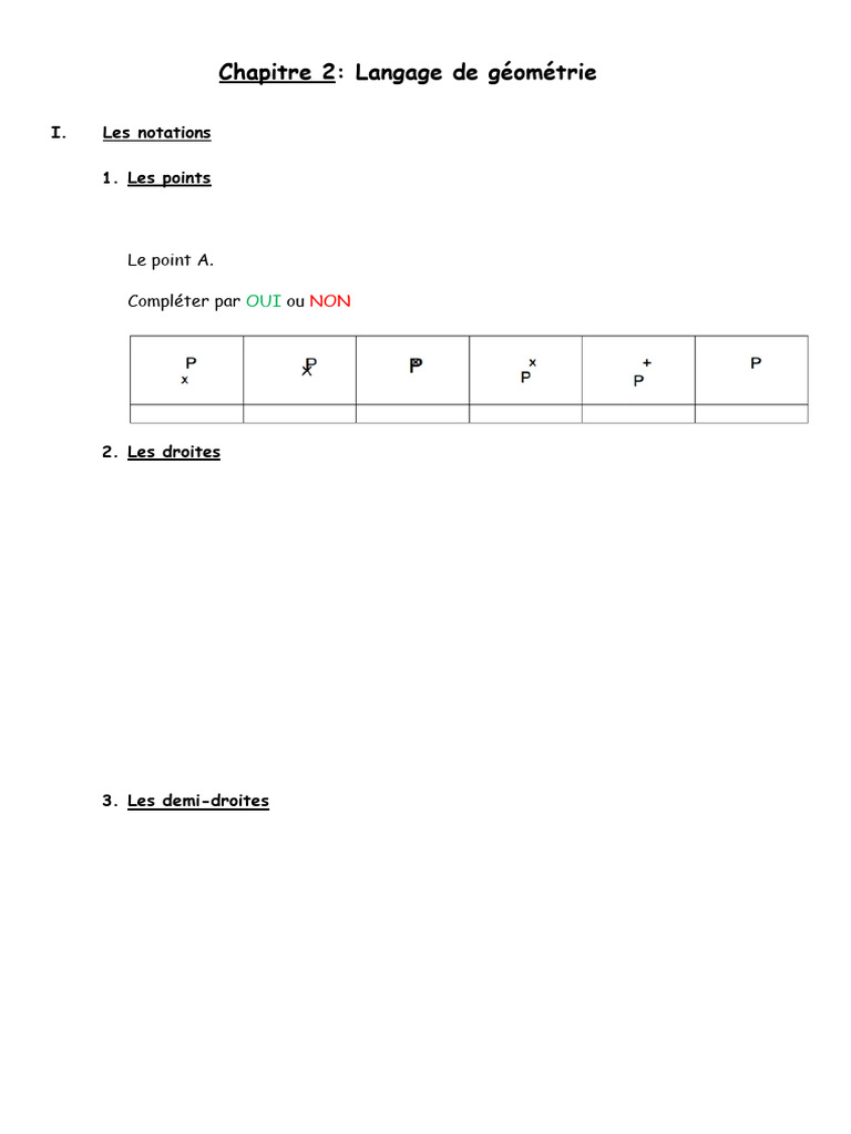 Notions de géométrie : points et segments | PDF | Cercle | Droite ...