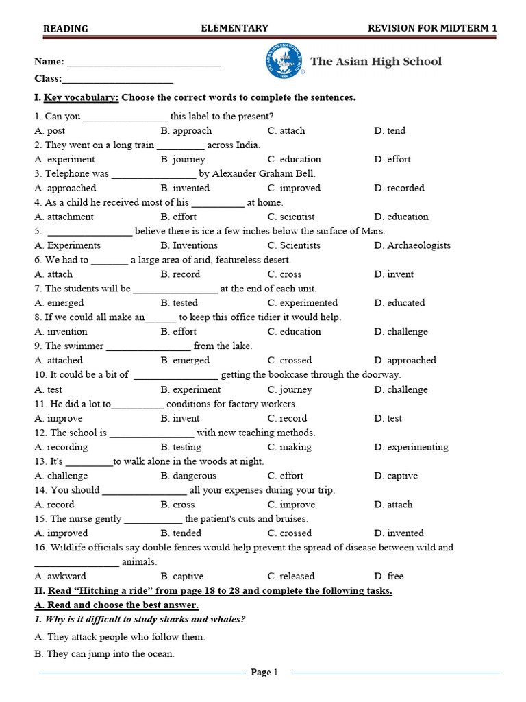 Elementary Reading Midterm Revision Guide | PDF | Cruise Ship