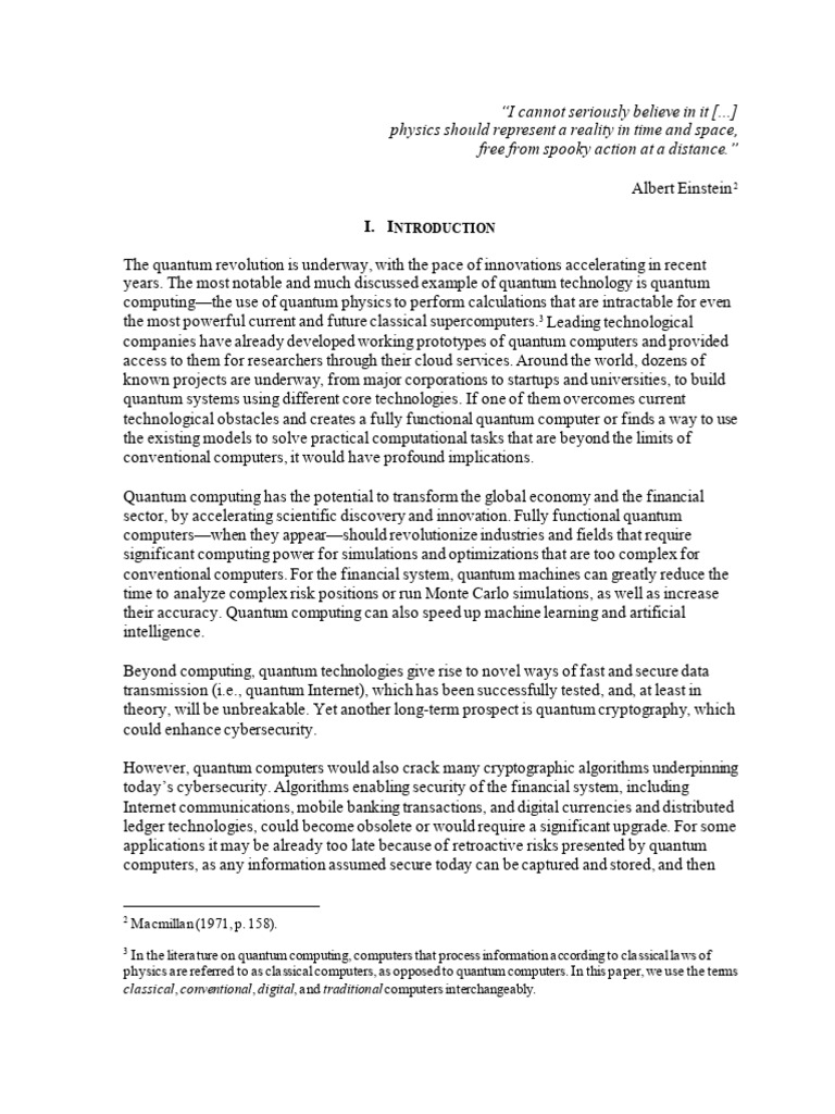 Quantum Computing and The Financial System - Spooky Action at A ...