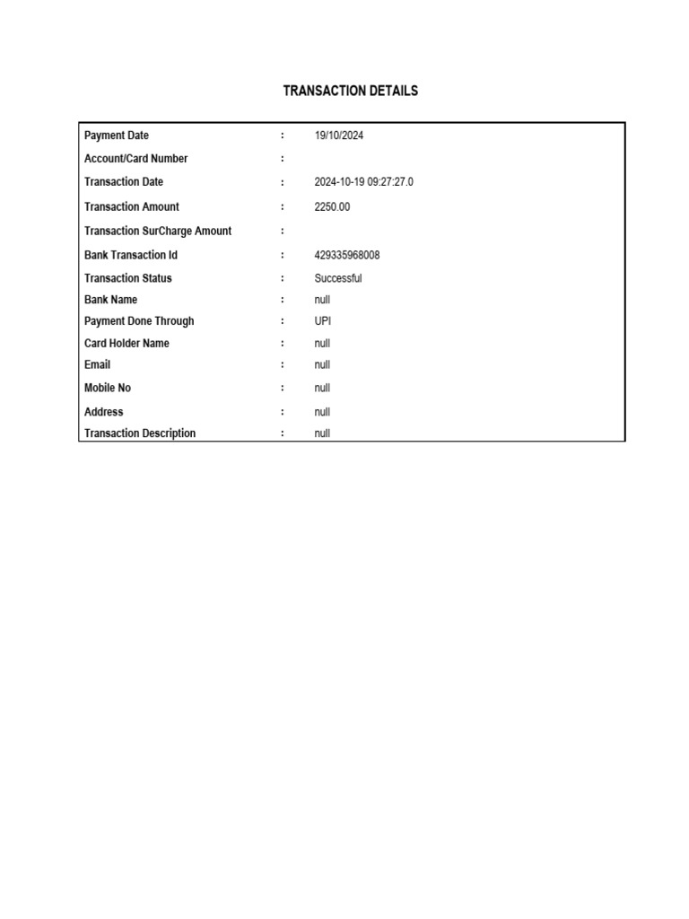 Successful UPI Transaction Details | PDF