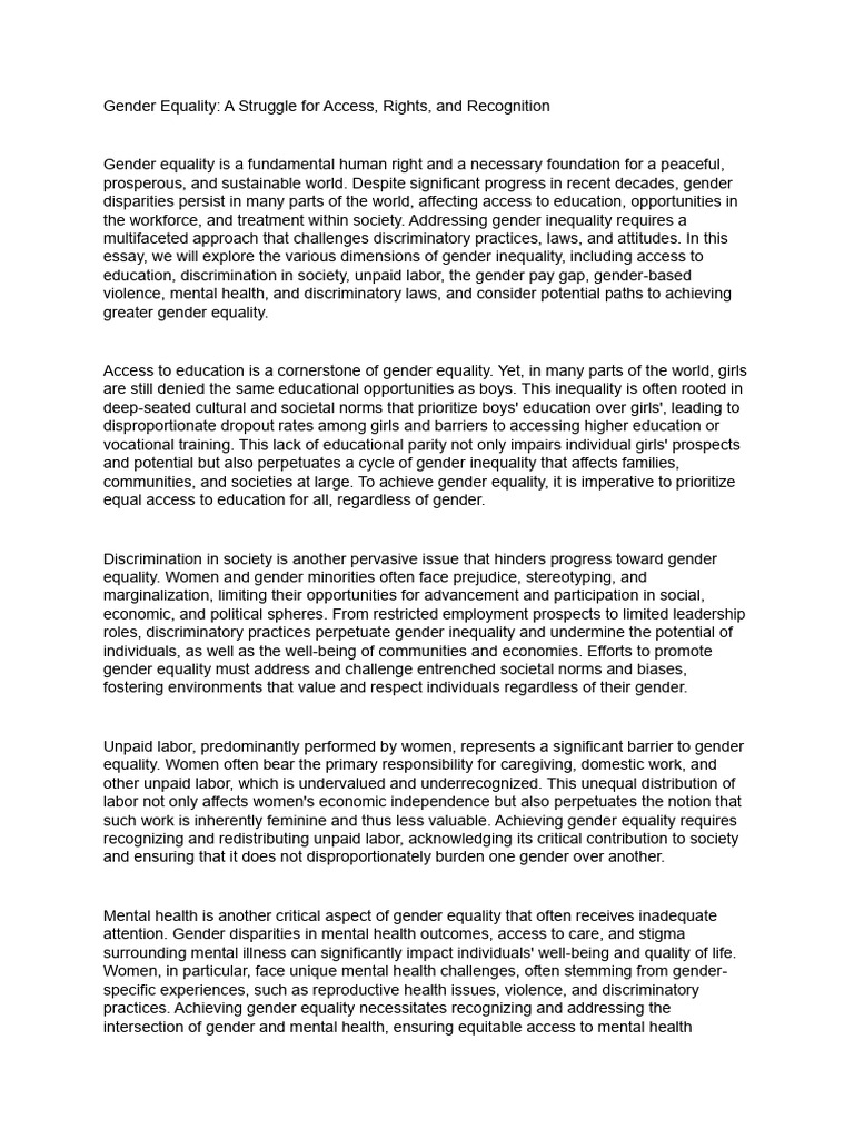 Gender Equality | PDF | Gender Studies | Gender Equality