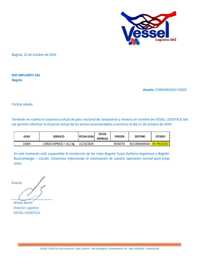 Comunicado VS020 | PDF