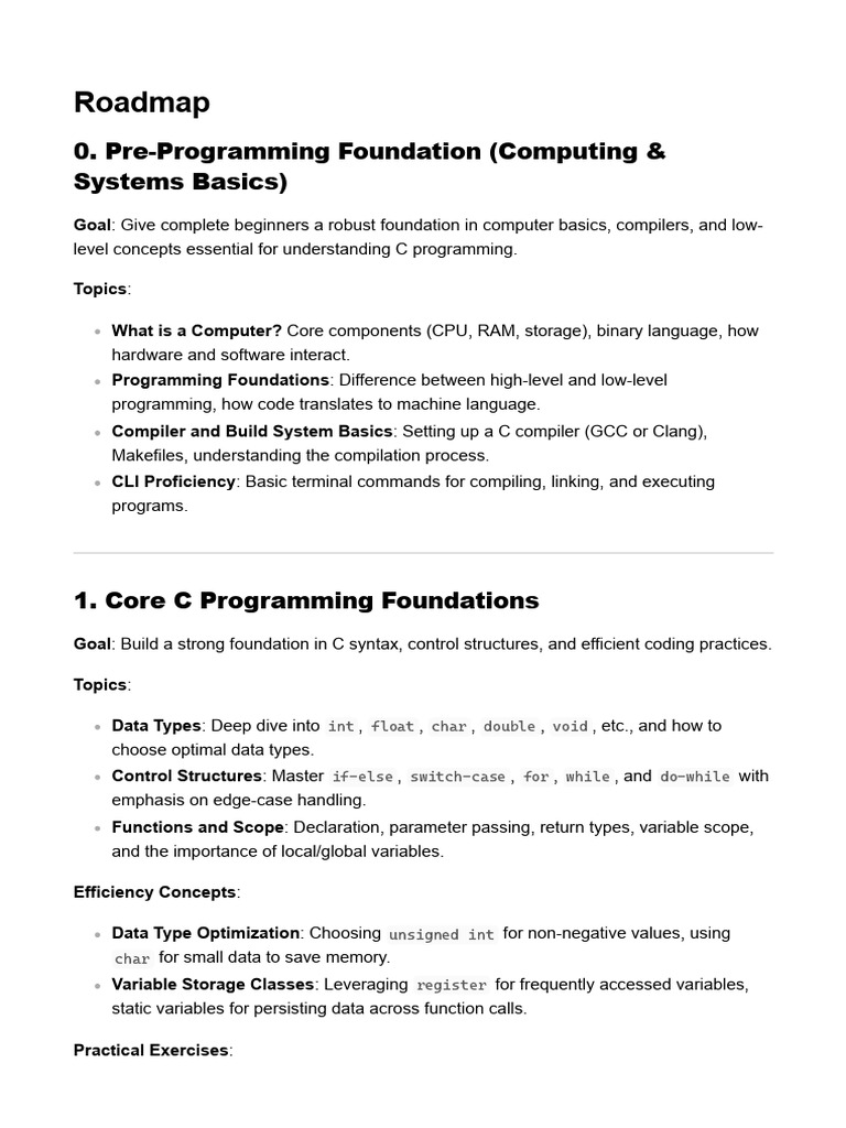 Comprehensive C Programming Roadmap | PDF | Pointer (Computer ...