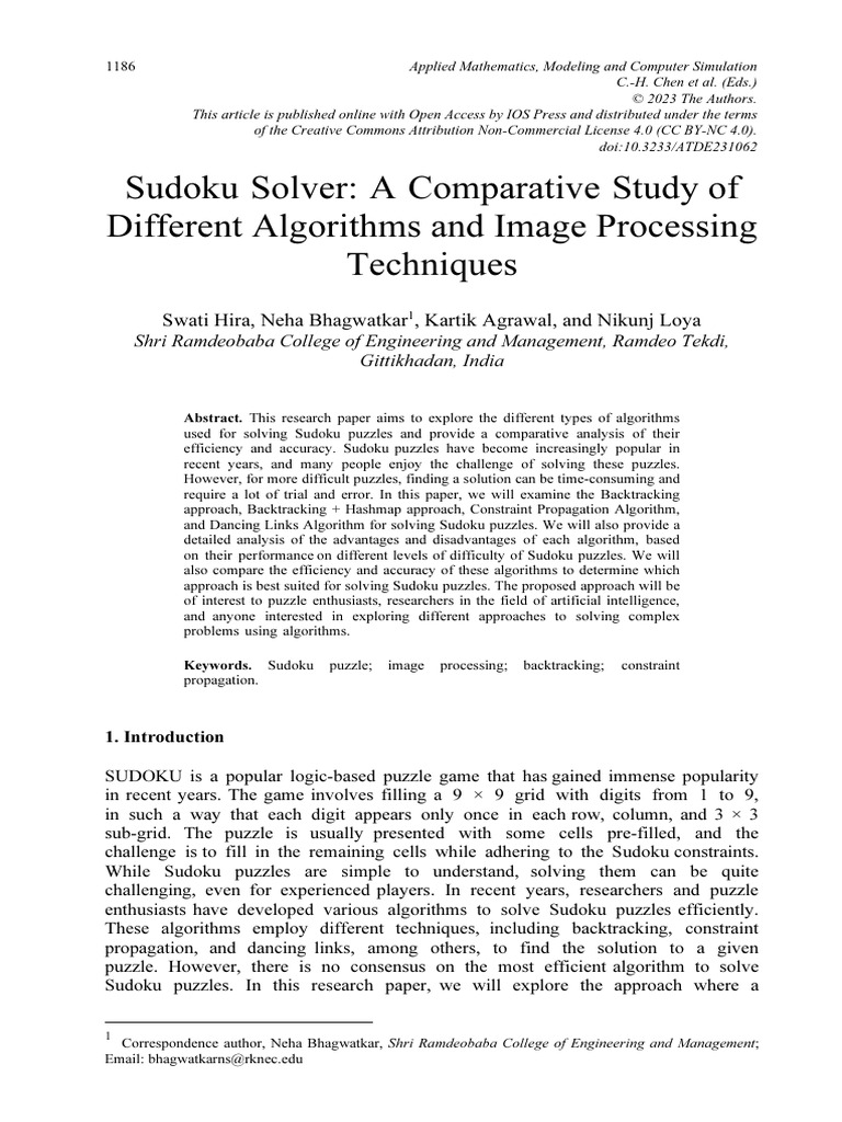 Comparative Analysis of Sudoku Solvers | PDF | Theoretical Computer ...