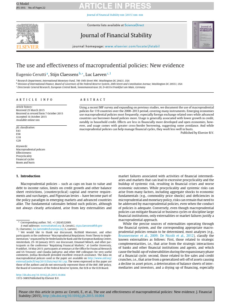 The Use and Effectiveness of Macroprudential Policies Newevidence | PDF ...
