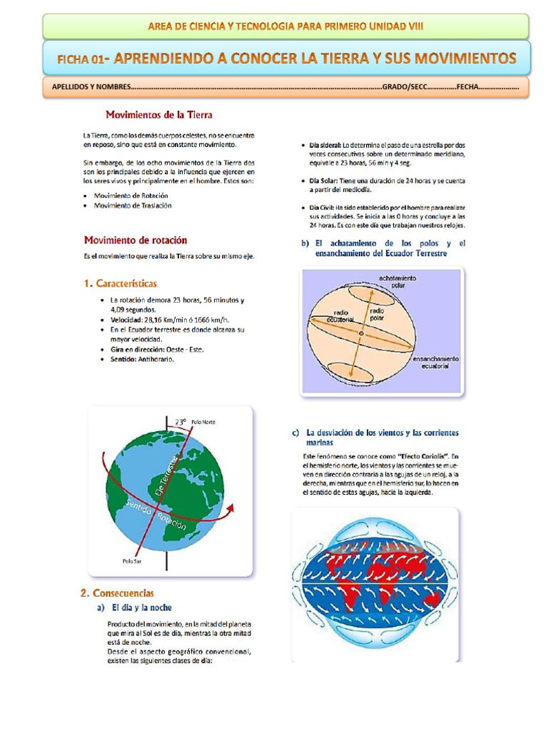 Movimientos de la Tierra para Niños | PDF | Tierra | Mecánica celeste