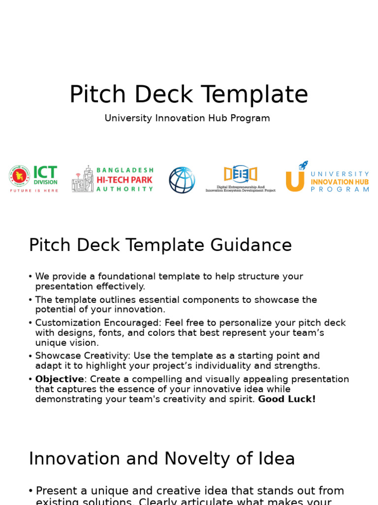 Pitch Deck Template Guidance | PDF