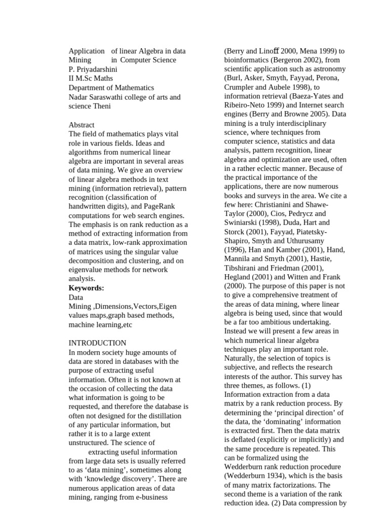 Application of Linear Algebra New | PDF | Linear Algebra | Matrix ...