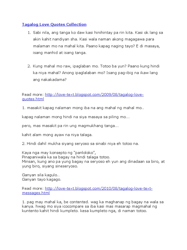 Tagalog Love Quotes Collection | PDF, image size:768x1024