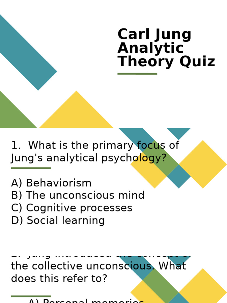 Carl Jung Analytical Psychology Quiz | PDF | Carl Jung | Unconscious Mind
