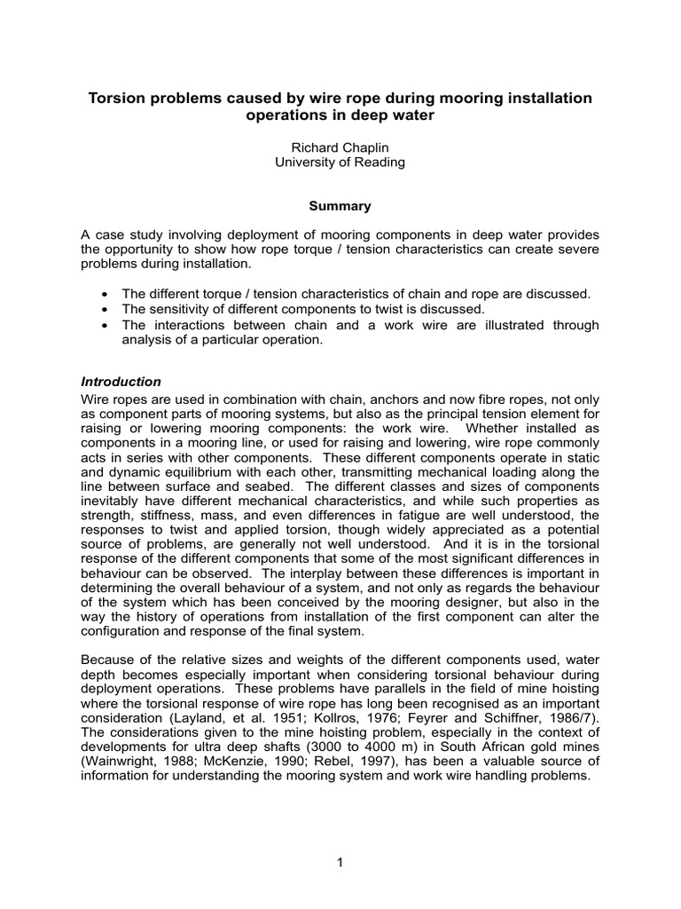 Torsion Problems Caused by Wire Rope Dur | PDF | Rope | Wire