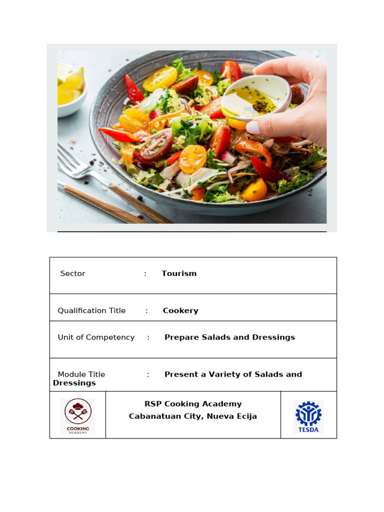 Cookery Training Session Overview | PDF | Occupational Safety And ...