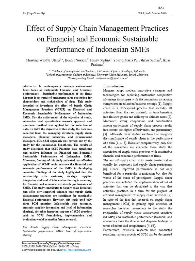 2019 - Effect of Supply Chain Management Practices On Financial and ...