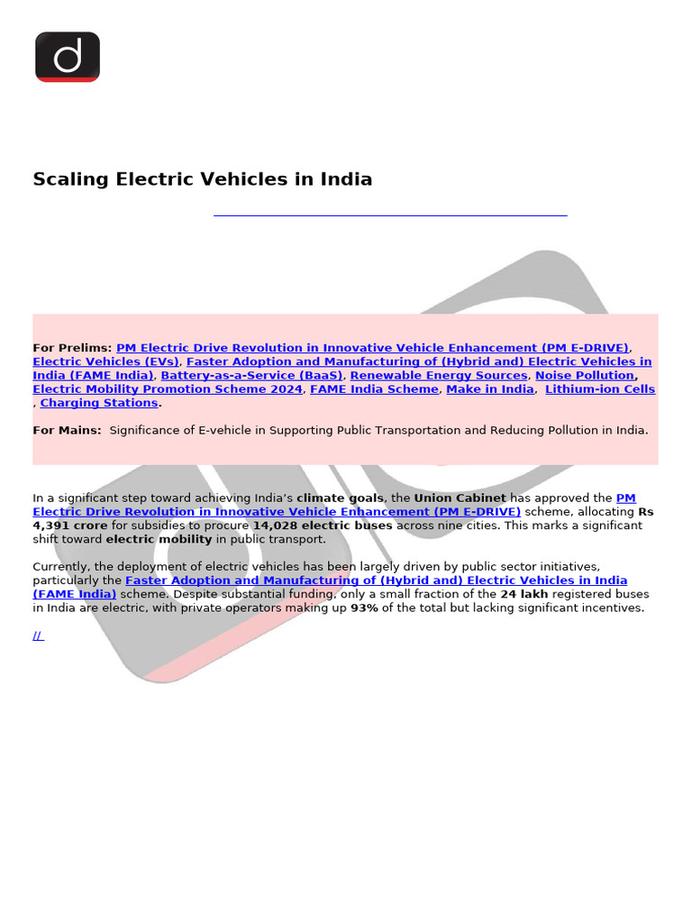 Electric Bus Adoption Challenges in India | PDF | Electric Vehicle ...