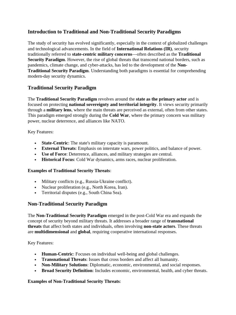 Traditional vs. Non-Traditional Security | PDF | Deterrence Theory ...