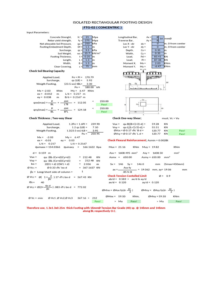 Isolated Rectangular Footing Design Guide | PDF | Building Technology ...