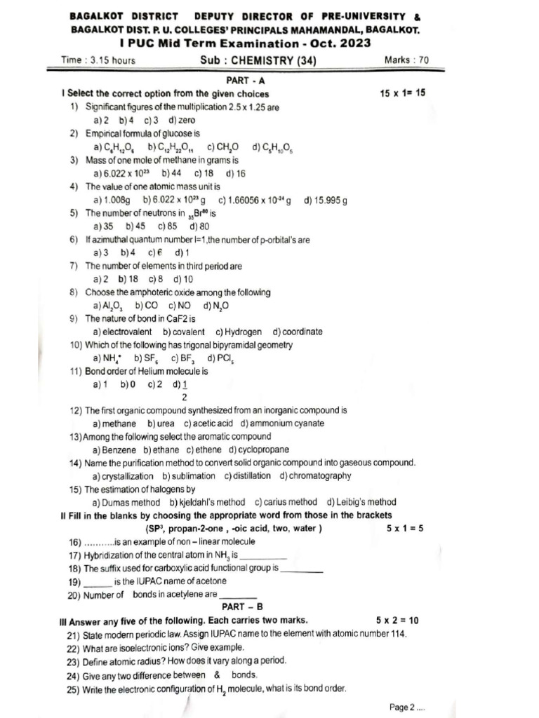 Chem Papers Class 11 Pyqs | PDF