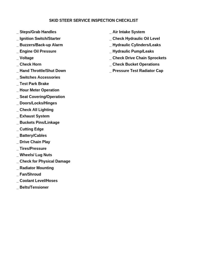 Skid Steer Service Packet | PDF