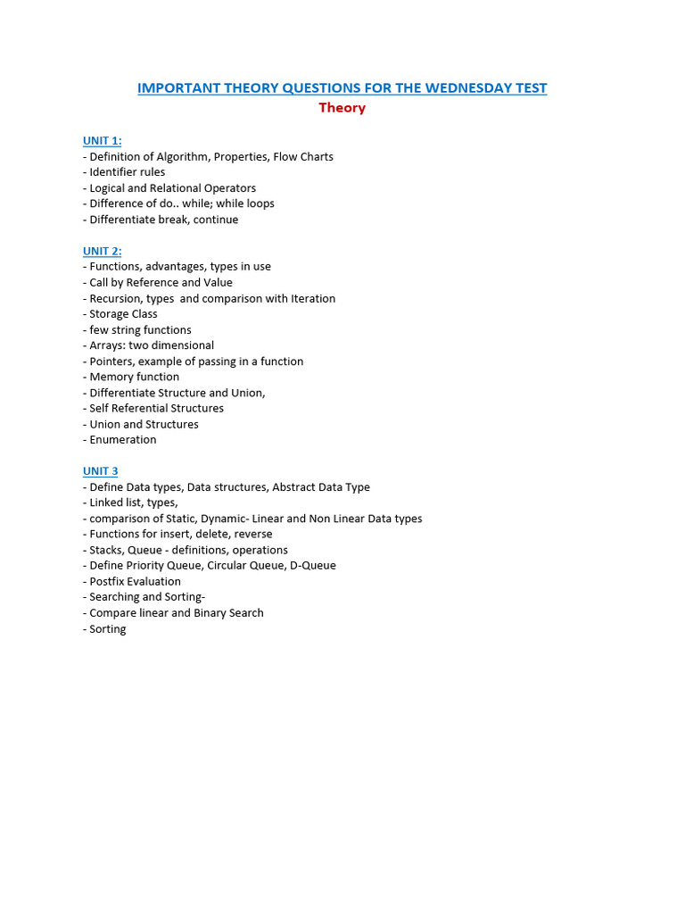 Important Theory Questions For The Wednesday Test | PDF | Technology ...