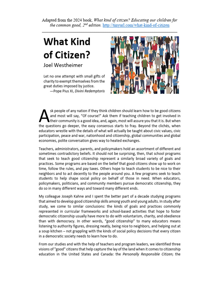 Understanding Citizenship Education Models | PDF | Citizenship | Social ...