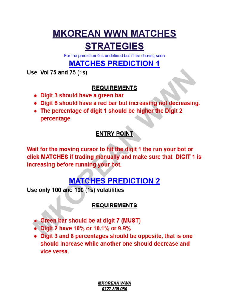 MKorean WWN Matches Prediction Guide | PDF