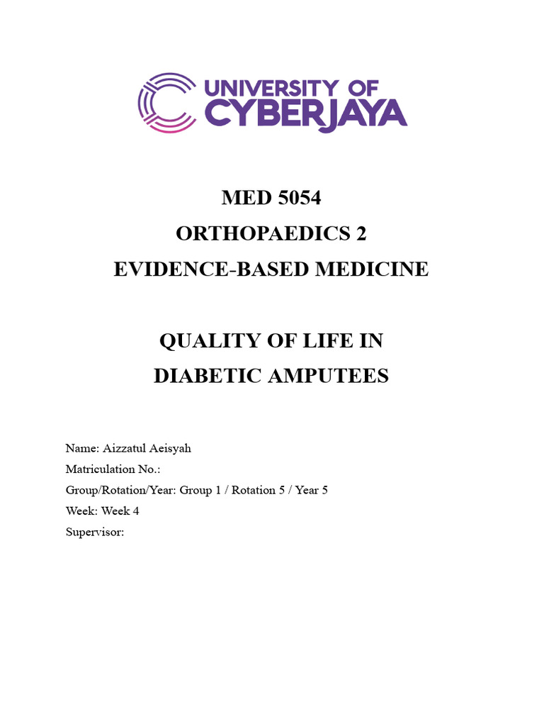 EBM Below Knee Amputation (Quality of Life Diabetic Amputees) | PDF ...