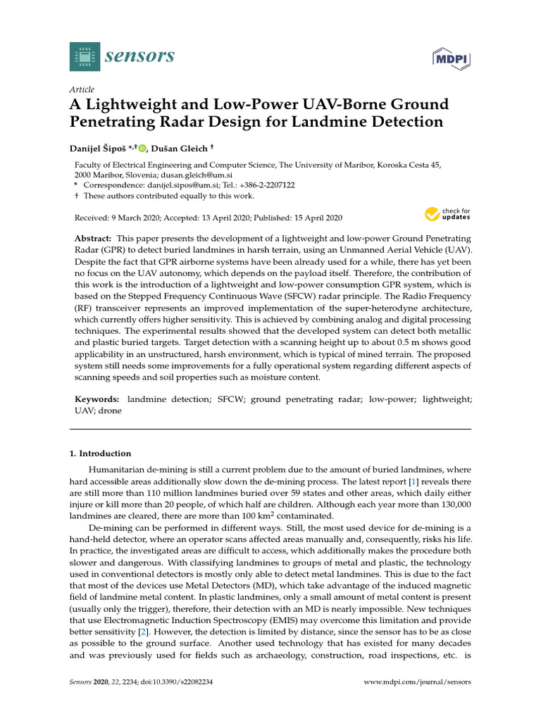 Lightweight UAV GPR for Landmine Detection | PDF | Radar | Antenna (Radio)