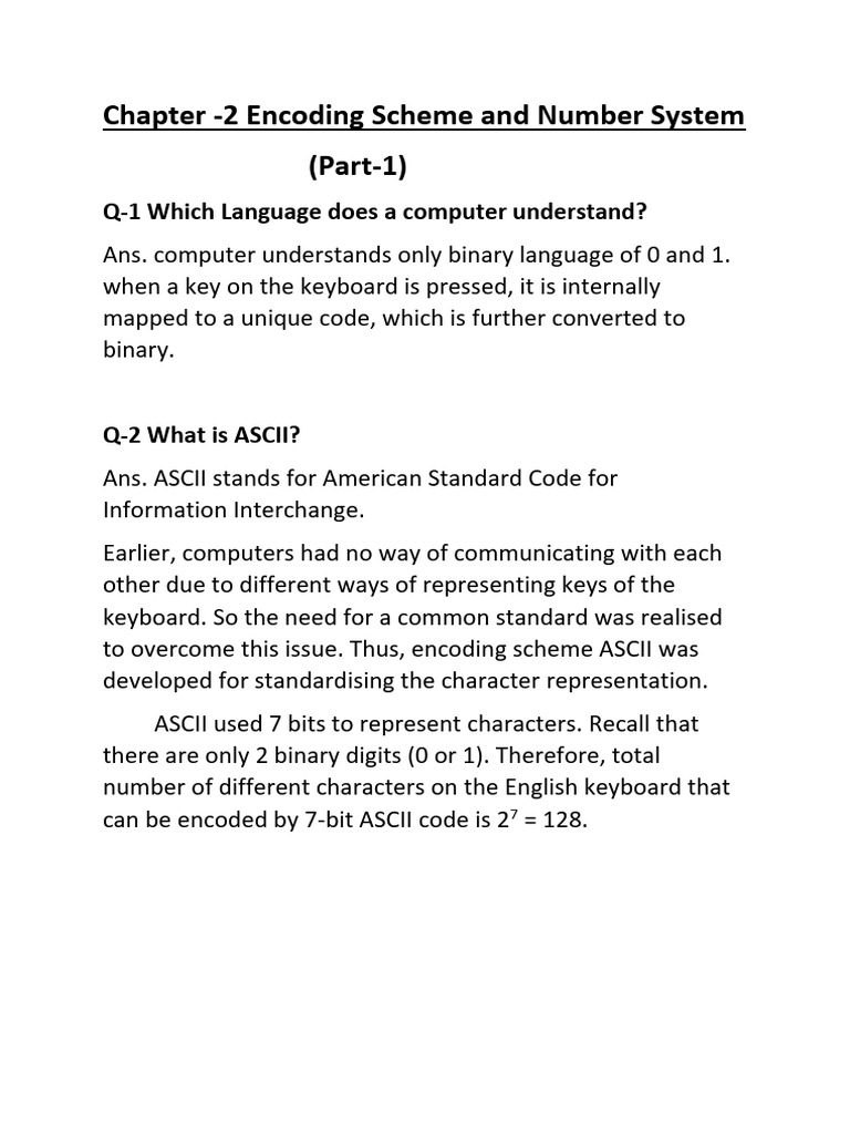 Ascii Number System
