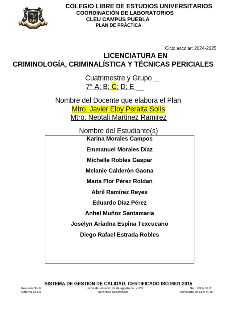 Practica #2 7C | PDF | Bienes | Ciencia forense