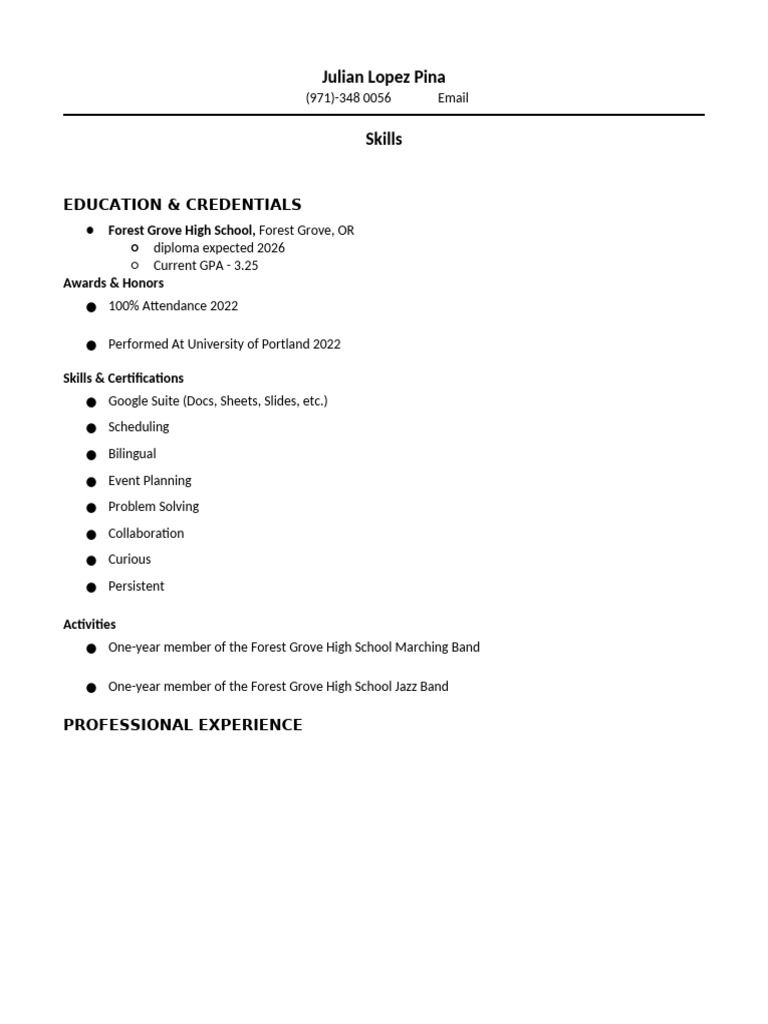 Blank Running Resume Template - 1