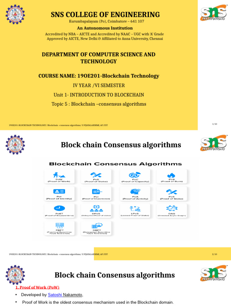 Blockchain Consensus Algorithms Explained | PDF | Algorithms | Applied ...