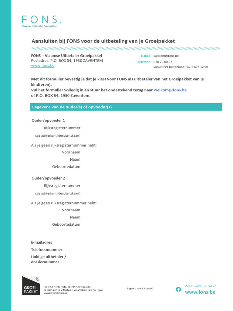 Aansluiten Bij FONS 1 | PDF