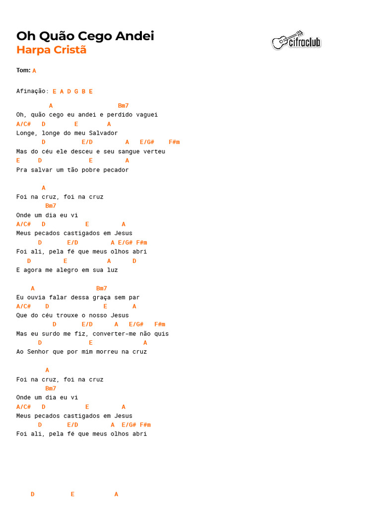 Oh Quão Cego Andei - Harpa Cristã | PDF | Pecado | Jesus