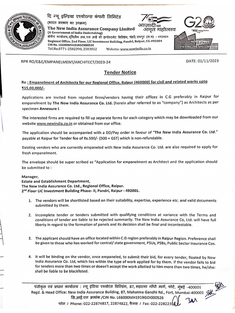 E Tender Notice | PDF