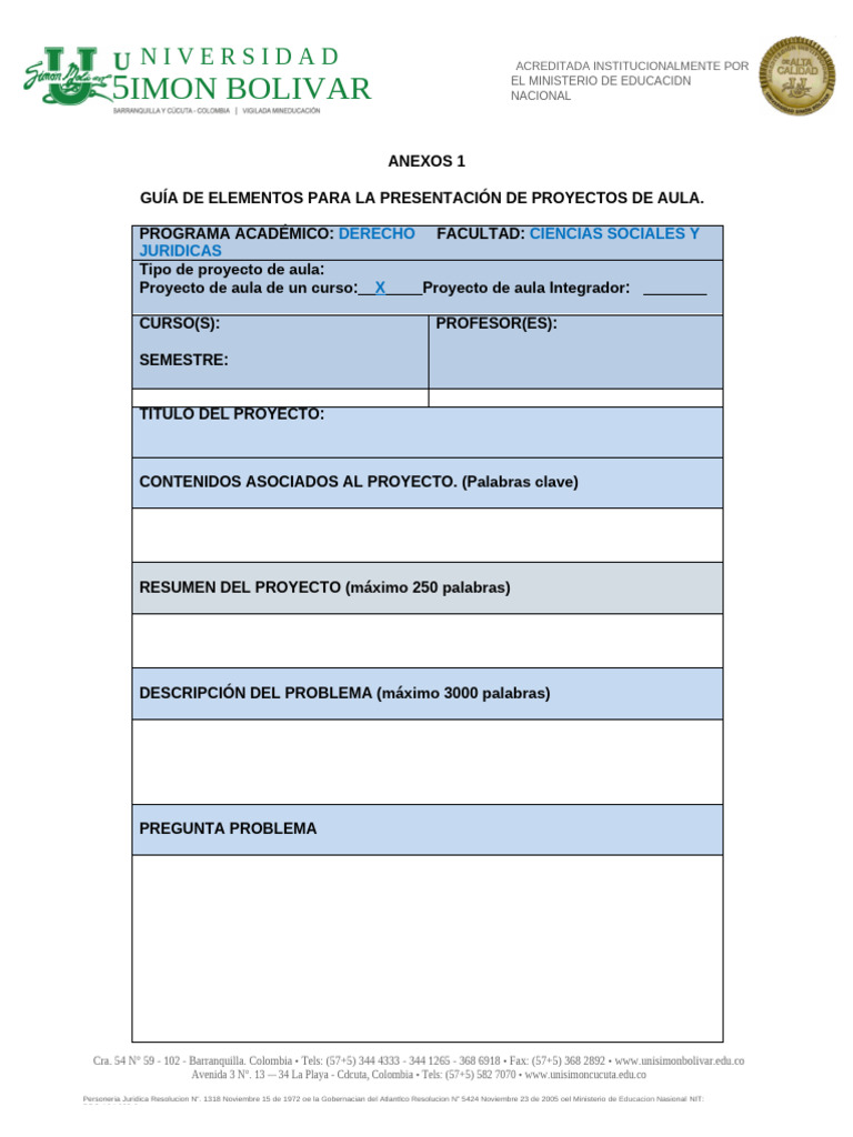 Formato Proyecto de Aula Diligenciar | PDF
