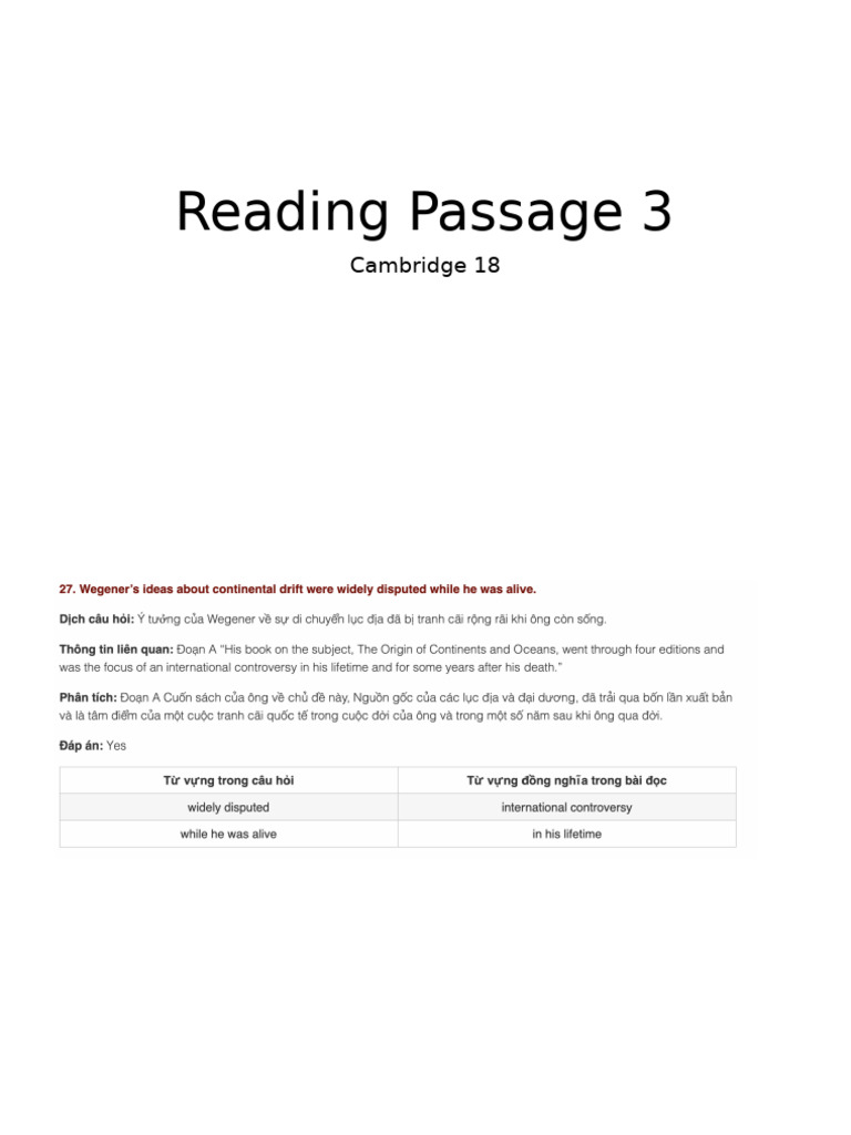 Reading Passage 3. Cam 18 | PDF | Plate Tectonics | Earth Sciences