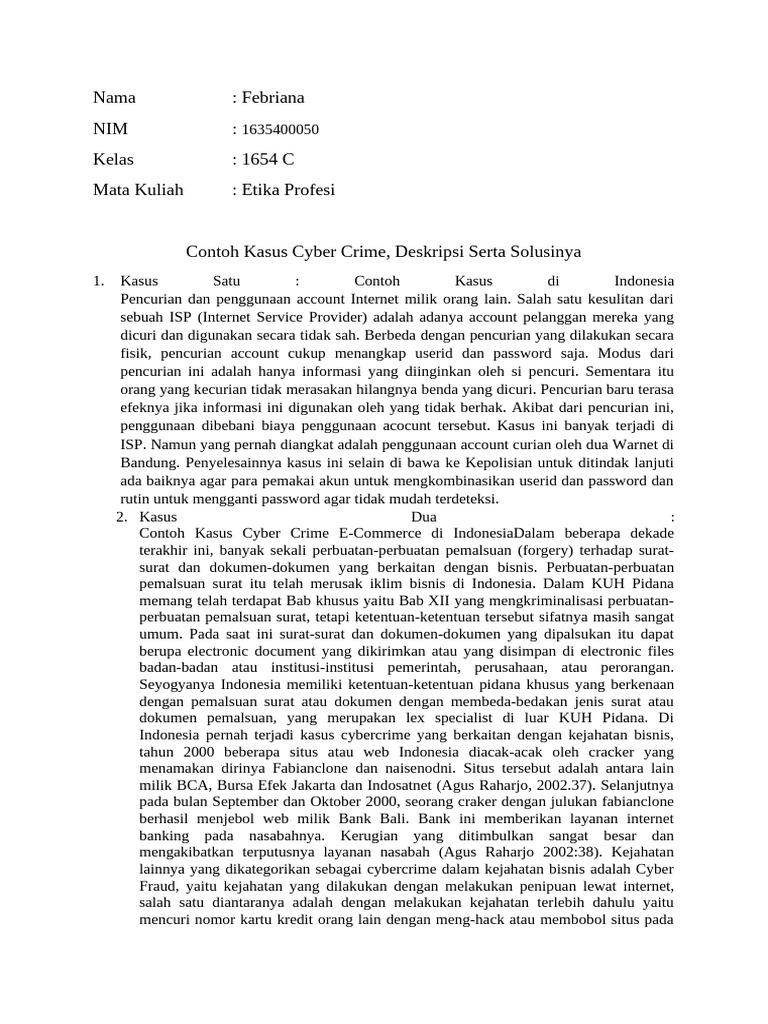 Kasus Cyber Crime dan Solusi di Indonesia | PDF