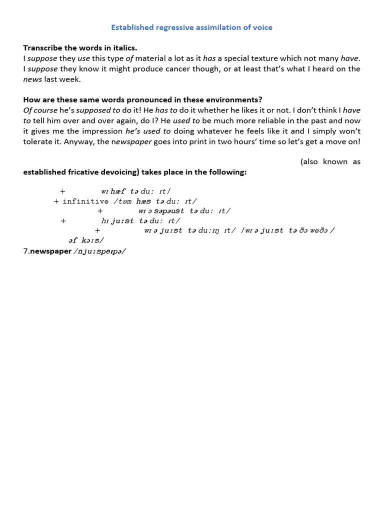 Established Regressive Voicing Assimilation | PDF | Foreign Language ...
