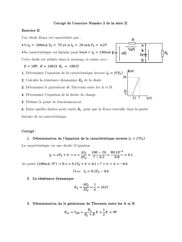 Corrigé Exercice Diode Zener II | PDF | Électronique de puissance ...