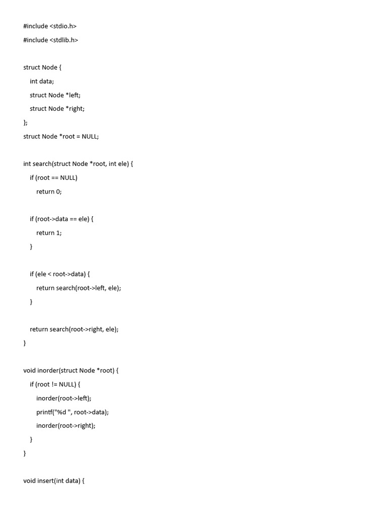 Binary Search Tree Operations in C | PDF | Computer Science ...